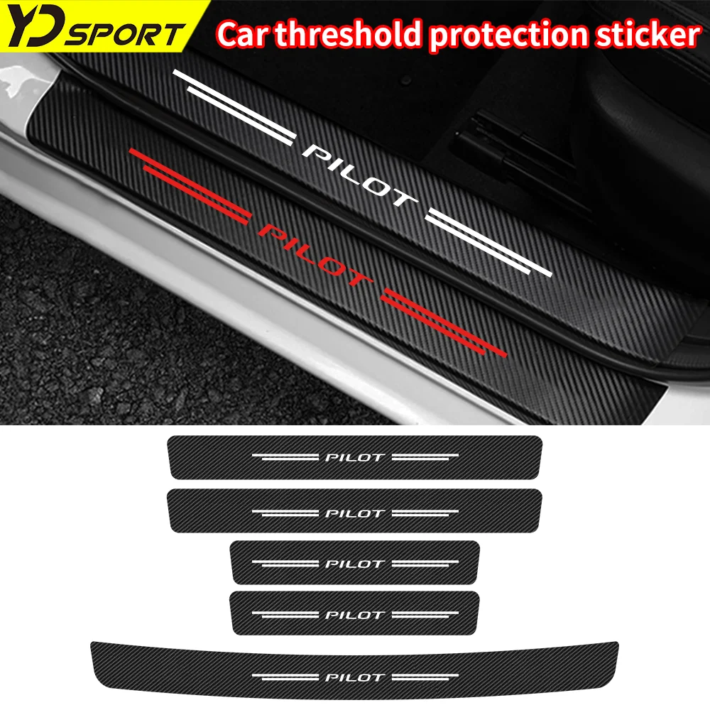 Carbon Fiber Car Door Threshold Sill Protector Trunk Anti Scratch Sickers For Honda PILOT Waterproof Decal Cover Accessories