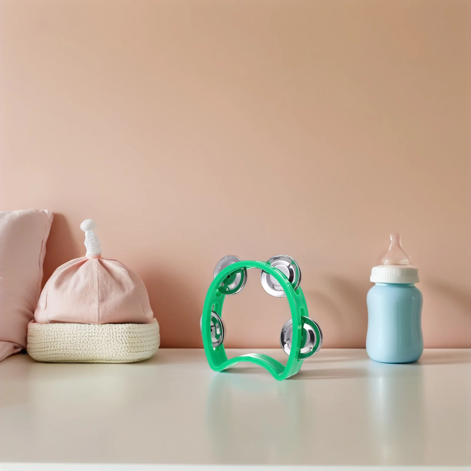 

8Pcs Orff Music Tambourines Green Plastic Handheld Bells Suitable for Kids Toddlers Preschool Family Activities Party