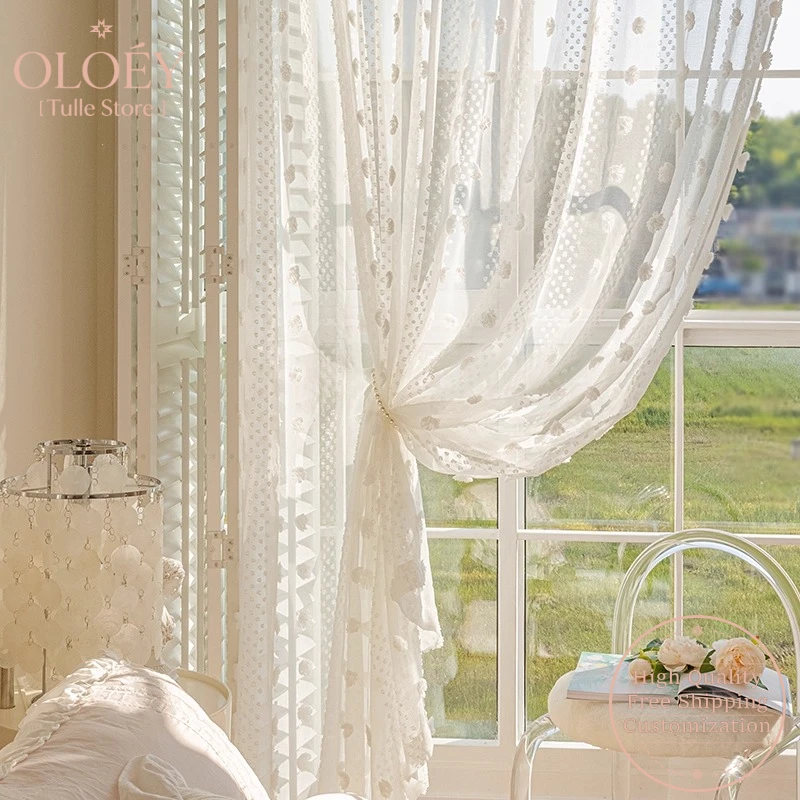 

Rustic Pastoral Vintage Sheer Lace Curtains for Living Room Bedroom Bay Window Balcony Lightweight Luxury High End White Drapes