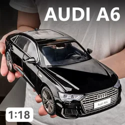 1/18 AUDI A6L Alloy Car Model Toys Diecast Cars 6 Doors Opened with Sound Light Pull Back Scale Models Toys for Boys Gifts