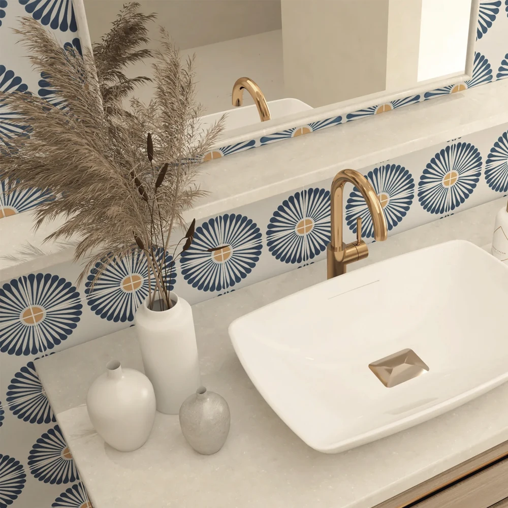 Chamomile Peel and Stick Backsplash Self Adhesive Subway Tile Stickers Durable Use for Bathroom Stick on Backsplash Tiles