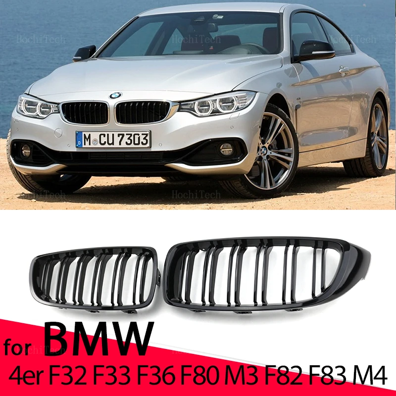 

New Look Car Grille Grill Front Kidney Glossy 2 Line Double Slat For BMW 4er F32 F33 F36 F80 F82 2013-18 Cabriolet Coupe