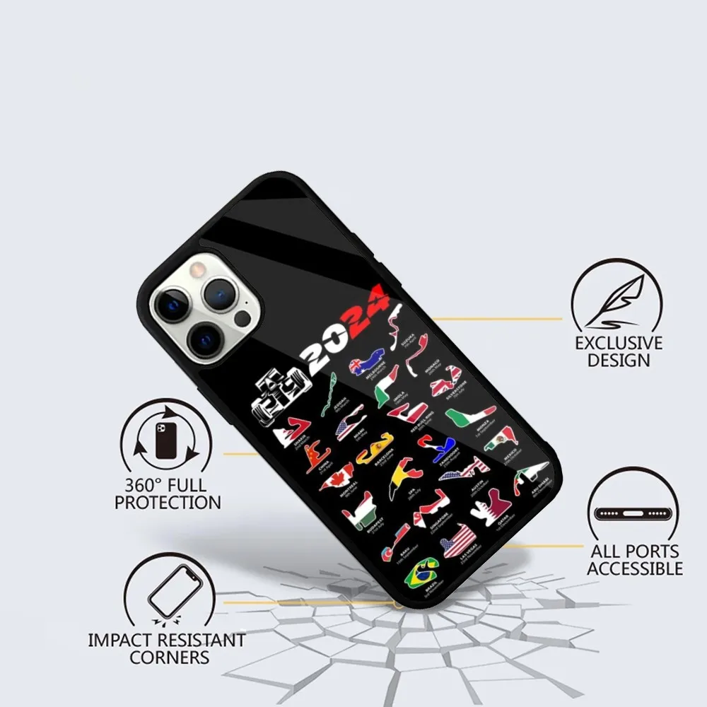 F1 Race Tracks Circuits 2024 Phone Case For iPhone 15,14,13,12,11,Plus,Pro,Max Mini Magsafe Magnetic Wireless Charging