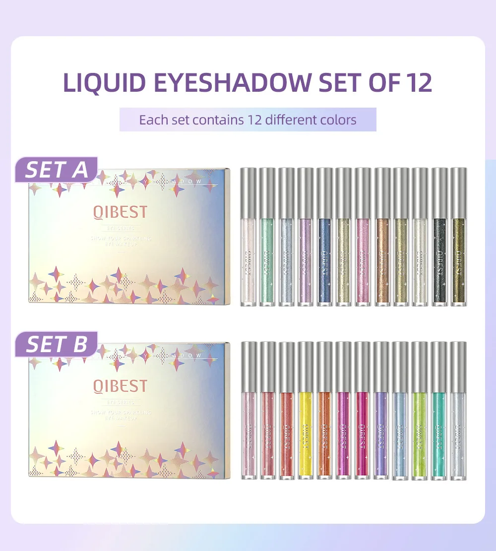 12 Farben Glitter Diamond Liquid Lidschatten Set funkelnd langlebig wasserdicht glänzend hoch pigmentiert aufhellen Make-up Kosmetik