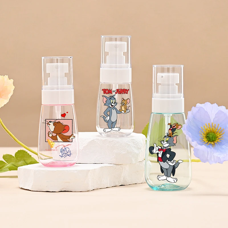 Tom and Jerry Spray Bottle Fine Mist Perfume Bottle Plastic Press Bottle Anime Atomizer Cute Travel Carry Around Hydrating 60ml
