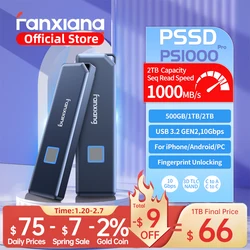 Fanxiang PS1000 Pro 10Gbps unidad de estado sólido portátil desbloqueo de huellas dactilares SSD portátil externo tipo C NVME PSSD respaldo de datos