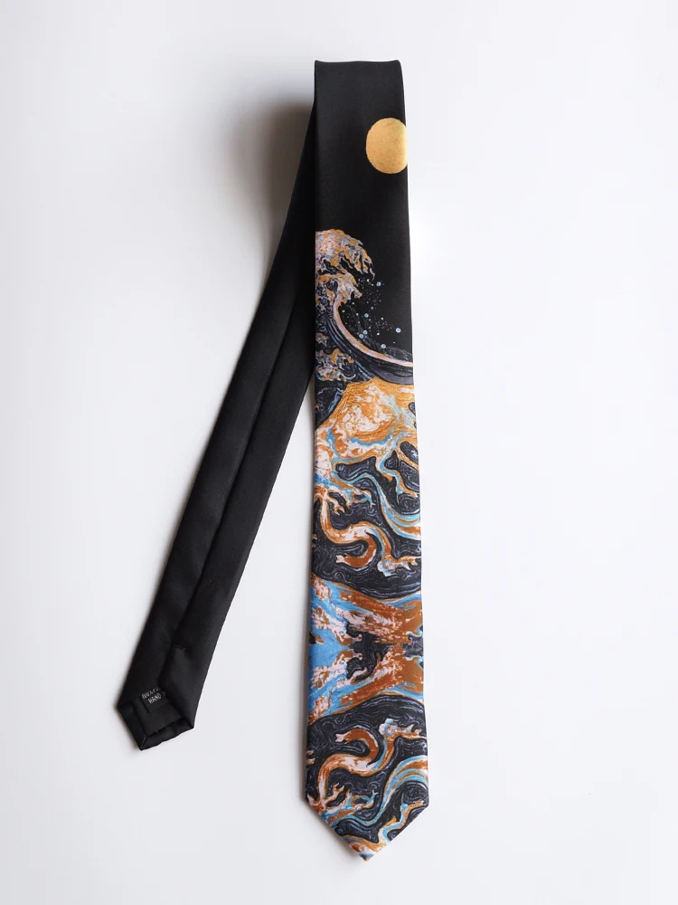 corbata-estrecha-original-unisex-negra-con-estampado-de-ondas-y-viento-6cm-estilo-retro-artistico-regalo-casual-forro-de