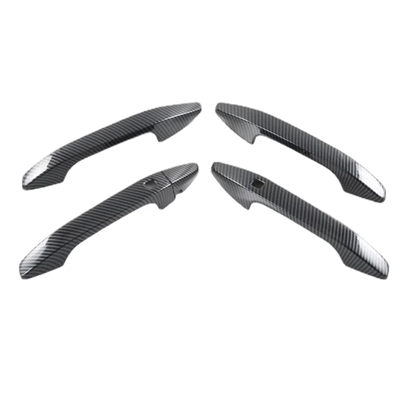 ABS Carbon Fiber Outside Door Handle Puller Cover Trim Sticker for Kia Sportage NQ5 2021-2023 with Smart Key Hole LHD