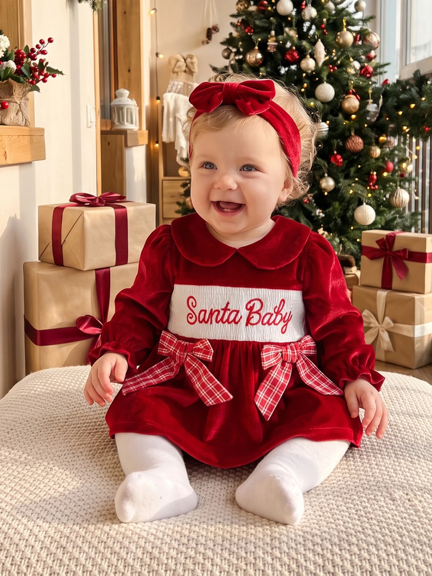 Girls Christmas Romper Outfit 4