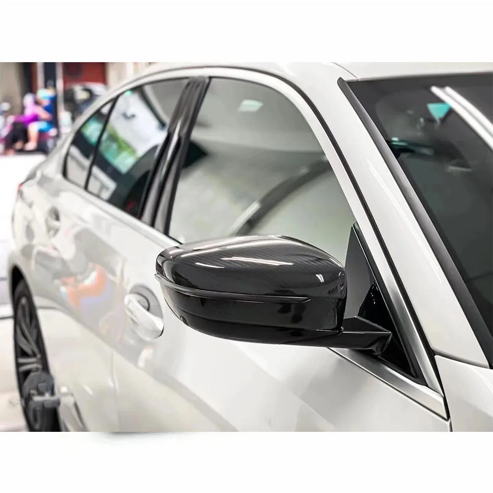 2 قطعة ألياف الكربون الجانب مرآة الرؤية الخلفية غطاء لسيارات BMW 3 5 7 G11 G20 G21 330i 330d 340i G30 G31 530d 530i 520d 525i G32 2019 2020 #6
