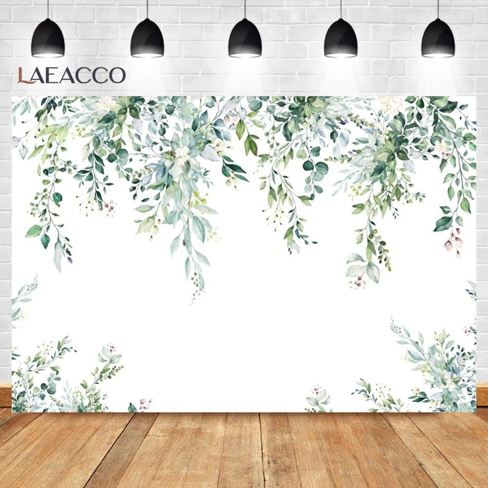 Spring Green Eucalyptus Leaves Backdrop Wedding Baby Birthday Party Decor Gold Greenery Photography Background For Custom Text