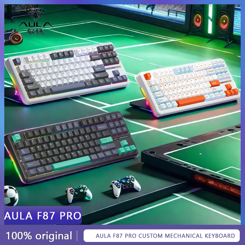 

Aula F87 PRO Customized Mechanical Keyboard Full Key Hot Swapable Gasket Structure Three Mode Wireless Bluetooth Esports Pbt