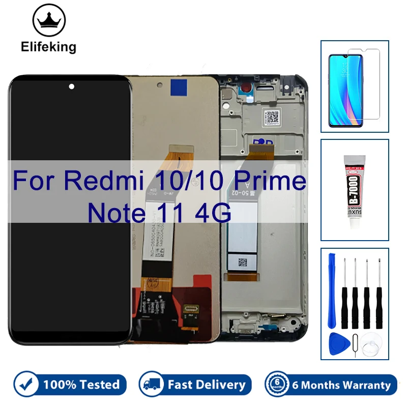 

Для Xiaomi Redmi 10 10 Prime Note 11 4G 21121119SC ЖК-дисплей, дигитайзер сенсорного экрана в сборе, запасные части