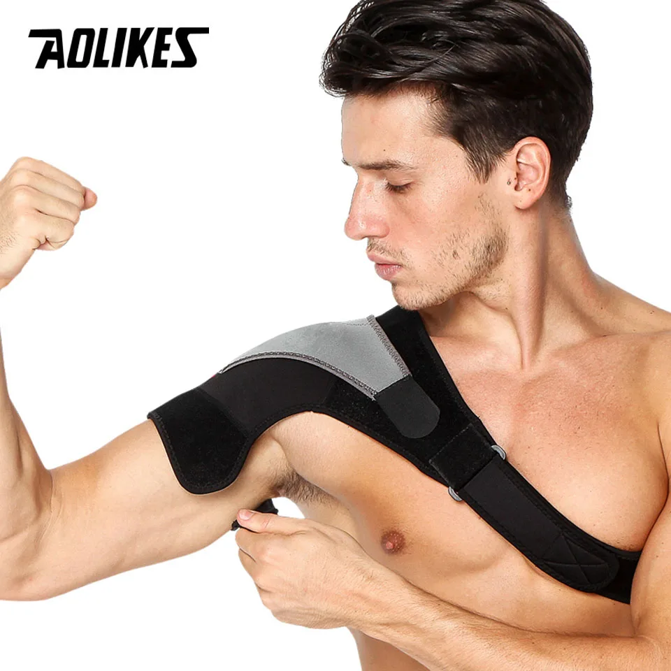 AOLIKES 1PCS Adjustable Shoulder Support Brace pad Belt Band Strap Wrap Neoprene Shoulder Compression Sleeves Back Brace Guard