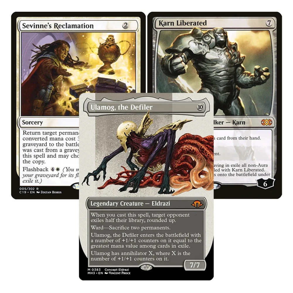 Cartes de collection TCG rares et magiques HOLO Ulamog, le Corrupteur/Karn Libéré/Le Récupération de Sevinne - Cadeaux pour garçons