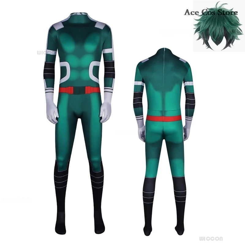 Anime mój Cosplay bohater Midoriya Izuku kombinezon Deku Battle przebranie na karnawał Unisex zestaw kostiumów peruka Anime akademickie ubrania