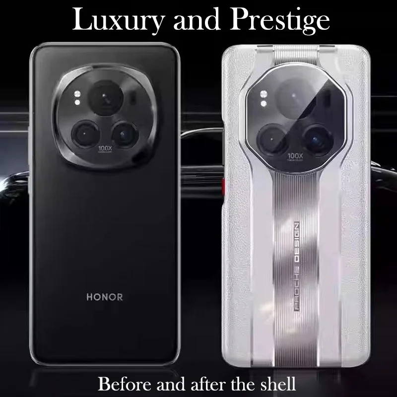 Luxury Leather Case For Honor Magic 6 Pro Electroplated Camera Protector Hard Back Cover Case For Honor Magic 6 5g Shell
