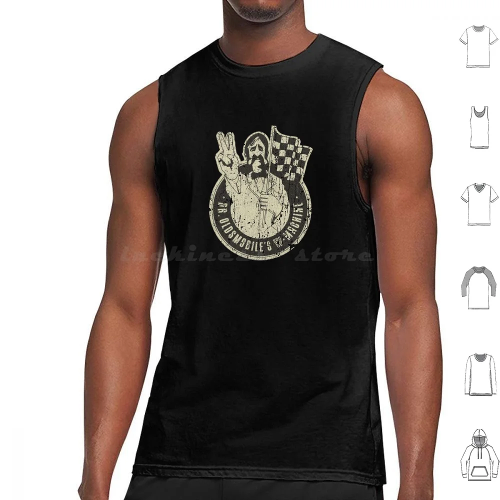 Dr. Oldsmobile's W Machine Tank Tops Vest Sleeveless Oldsmobile 442 Cutlass Toronado Muscle Car Checkered Flag V8 Classic