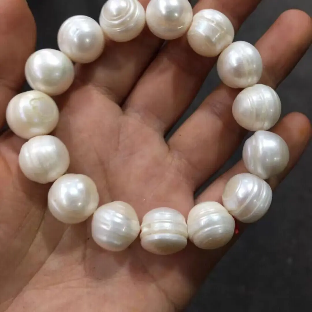 

gorgeous 10-11mm south sea baroque white pearl bracelet 7.5-8"