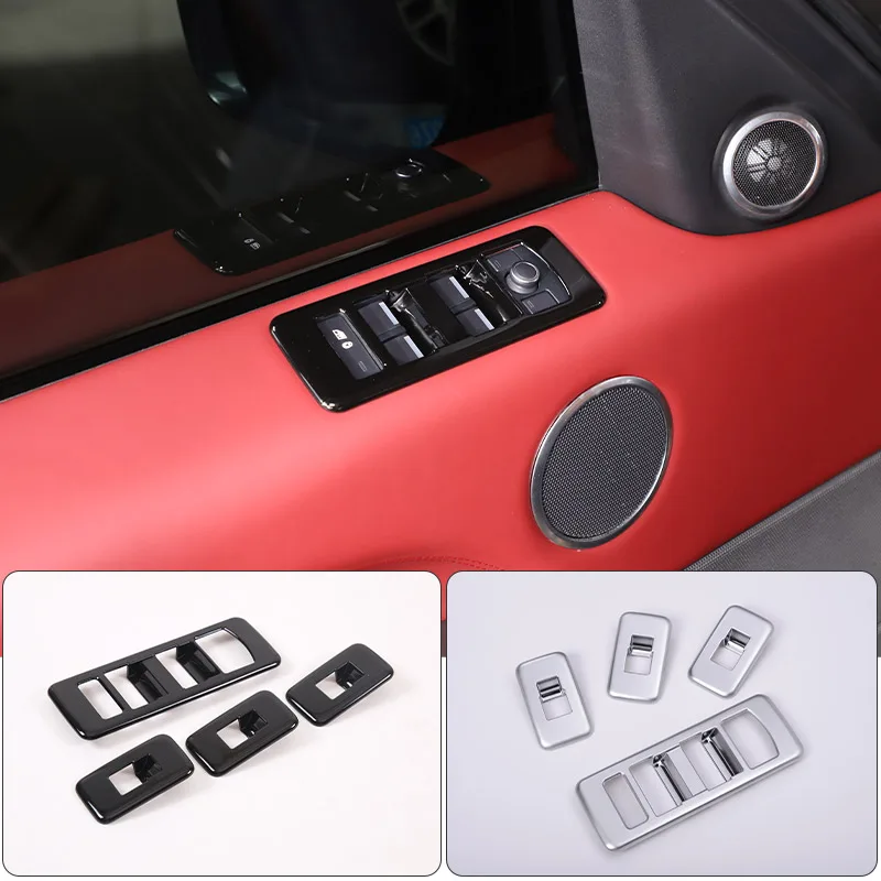 For Land Rover Range Rover Sport 2014-2017 ABS Silver Car Glass Lift Button Frame Decorative Sticker Car Interior Accessories