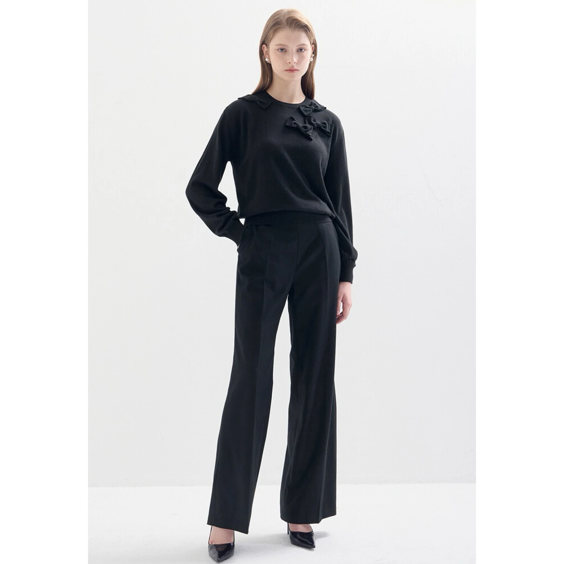 

Ele Simple Round Ne Вязаный шерстяной свитер Лимонный сыр LAN25 Зимняя мода для поездок на работу Sle Knot Decoration