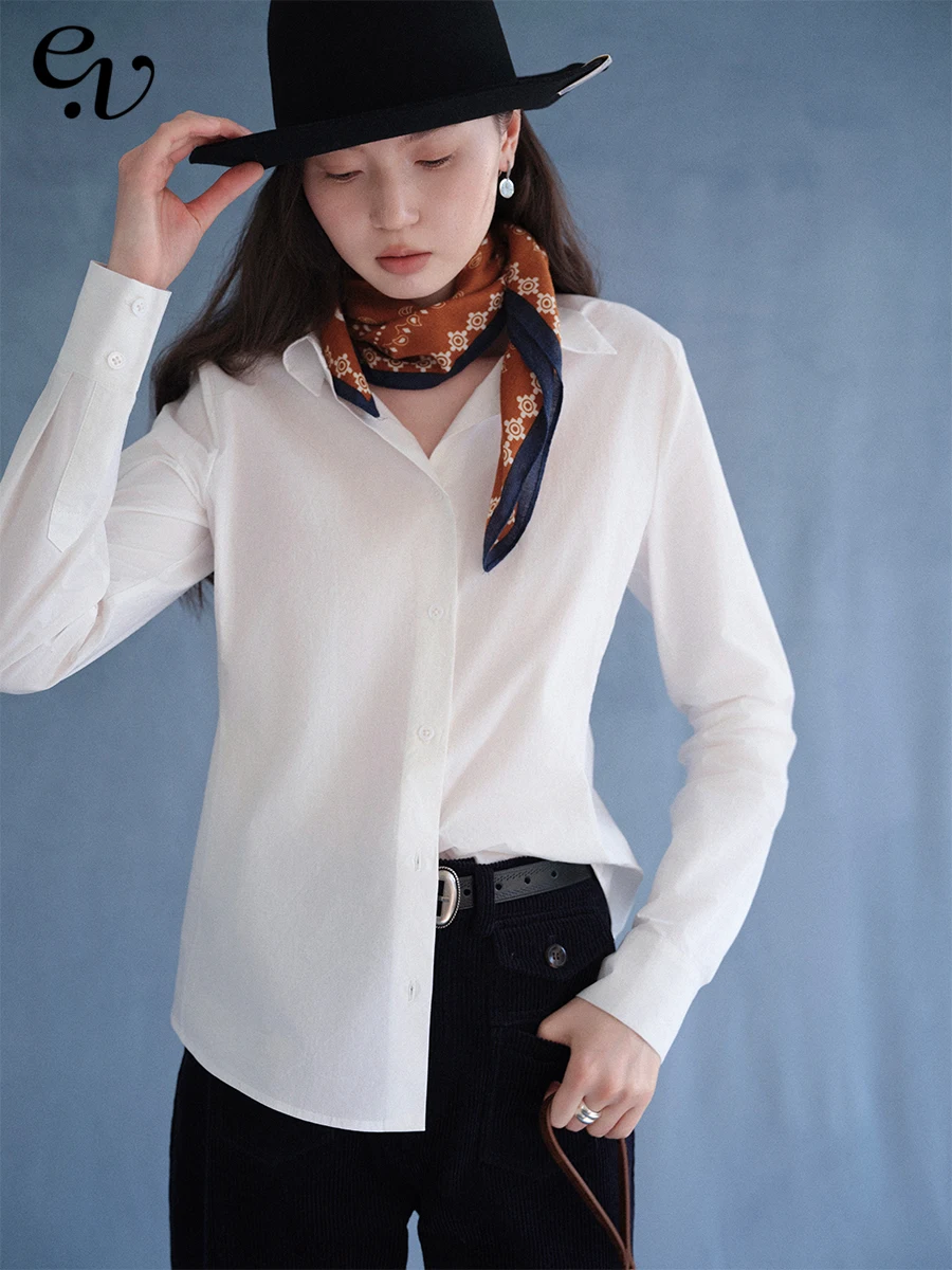 

Even Vintage Classic Collar Slim Fit White irt 00 Cotton Comfortable Skin-friendly Micro Waist Inward Ele Sle Women'...