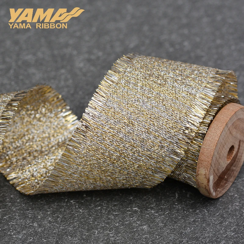 YAMA-nastri con frange intrecciate metalliche, nastri in oro e argento, regali artigianali fai-da-te, decorazioni per feste di matrimonio, 16mm,