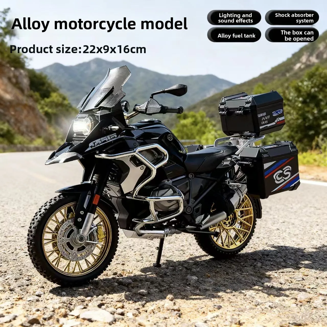 1:10 R1250 GS ADV Alloy Die Cast Motorcycle Model Toy Vehicle Collection Sound and Light Off Road Autocycle Toys Car