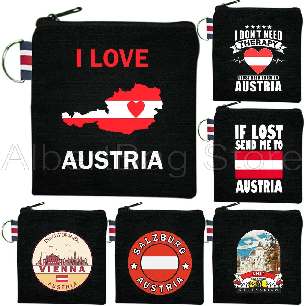 

Карта Венны Австрии, флаг, австрийские подарки, холщовая сумка, кошелек для монет, дорожный макияж, маленькая квадратная сумка для хранения ключей, хлопковый кошелек, чехол