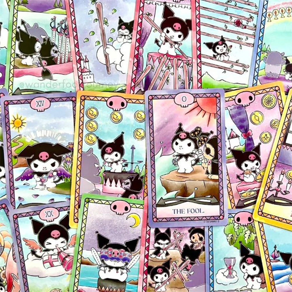 Tarot Kuromi Cinnamoroll Melody Cards Divination Star sign Hello Kitty Sanrio Melody 78 Cards Board Game Deck Oracle Card Party