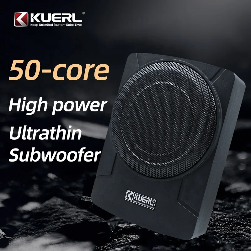 KUERL Aluminum Alloy Shell 8Inch 800W Car Audio Active Subwoofer RMS Power 150W with Wired volume control Built-in Amplifier
