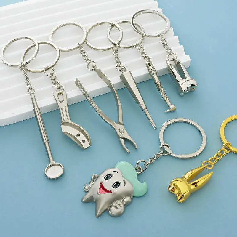 Mini-Zahnpflegewerkzeuge Zahn-Schlüsselanhänger Simulierter Zahn-Schlüsselhalter Klinik-Werbegeschenk – Detail 3