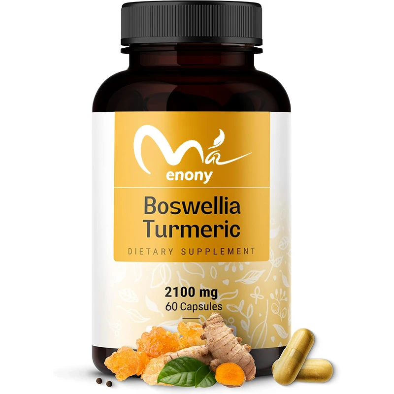 Turmeric and frankincense extract, 2100mg complex, vegetarian, non GMO, 95% antioxidant supplement, 60 capsules