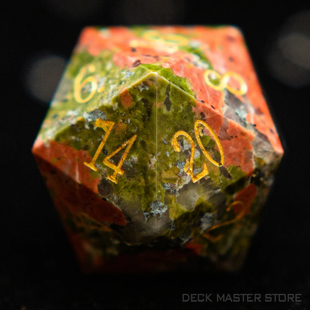 Unakite Dice Polyhedral Gemstone Various Shapes Digital D20 DnD Dice for D&D TRPG Tabletop Games Board Games Dice