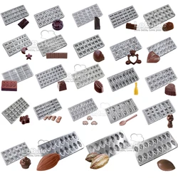 Multi-style Cocoa Olive Fruit Cube Bear Cars Heart Snail Shape PC Polycarbonate Chocolate Mold Ice Cube Molds DIY Baking Gadgets