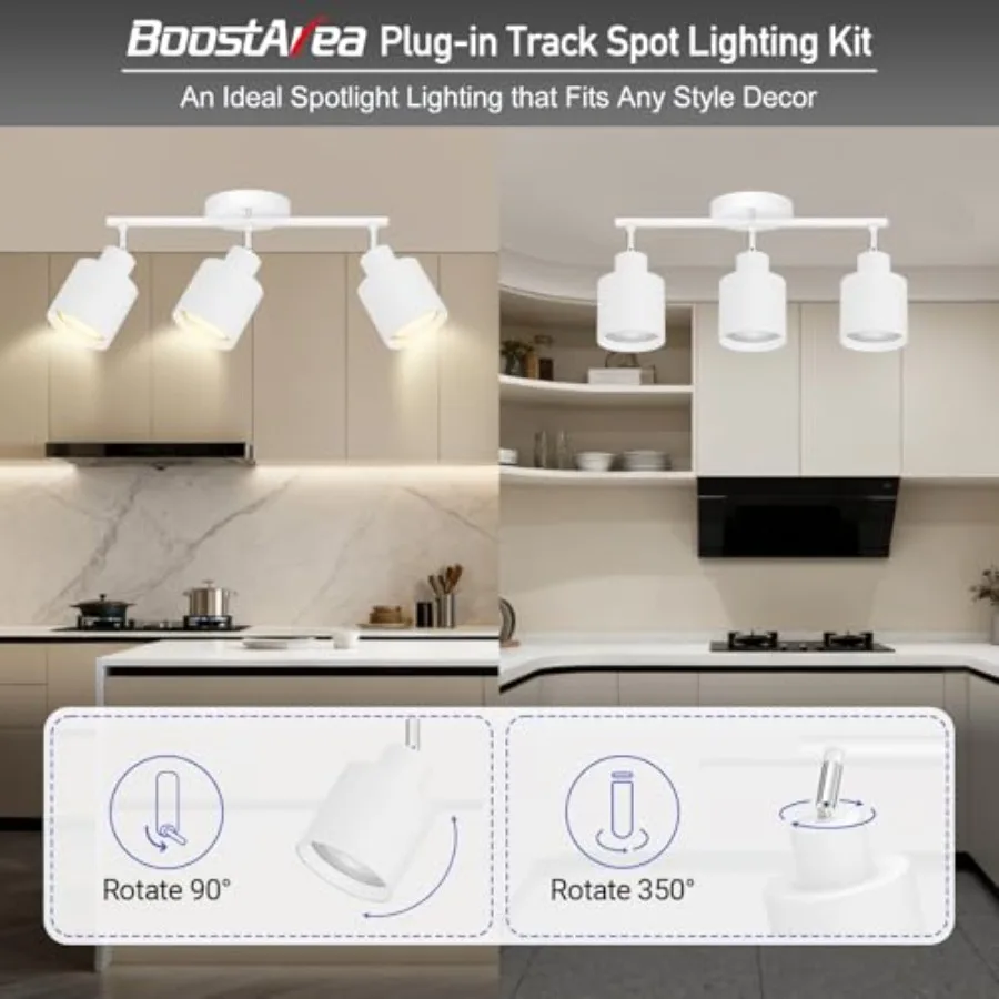 Led Track ing, White Ceiling Lighting Fixtures, Wall Sconces Ceiling Spotlight with Foldable Light Arms for Kitchen, Closet, Be view 3