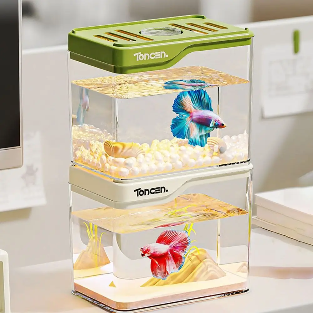 

Durable Clear Fish Tank Square Resistant Falling Desktop Aquarium Ecologicals Tank Ornamental Fish Decor