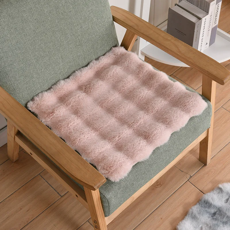 Imitation Rabbit Fur Cushion Soft Bubble Velvet Office Home Cushion White Non-shedding Cushion Chair Cushion