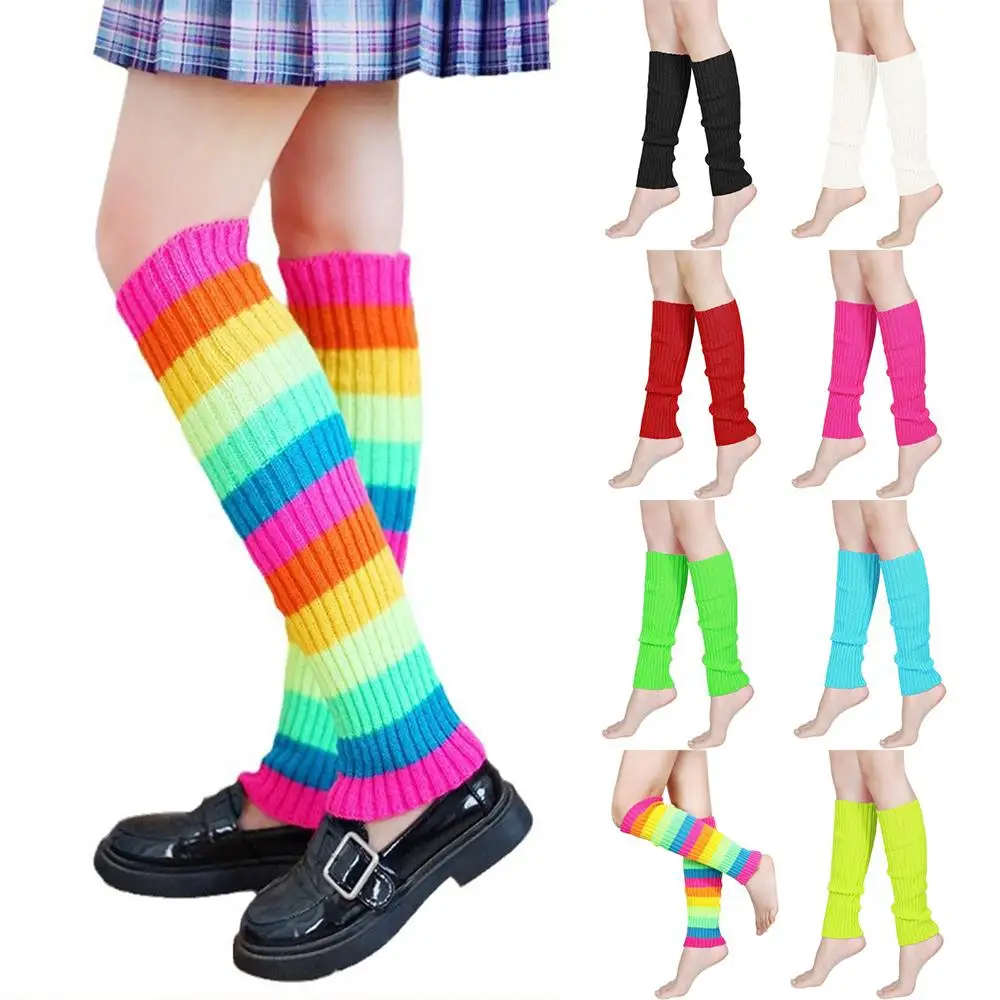 

Halloween Costume Neon Ribbed Leg Warmers Y2K Harajuku Japanese Leg Covers Boot Socks Party Sports Yoga Lolita Leg Warmer