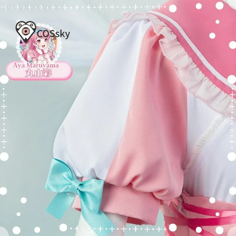 

Maruyama Aya Anime BanG Dream! Cosplay Costume Halloween Christmas Girl Pink Sweet Lolita Dress Headwear Socks Props Uniform