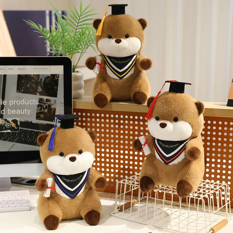 

Нью-Доктор Плюшевая игрушка выдра, милое мягкое животное с выпускной шапочкой, милое мягкое животное выдры, подарок на выпускной для друзей и детей