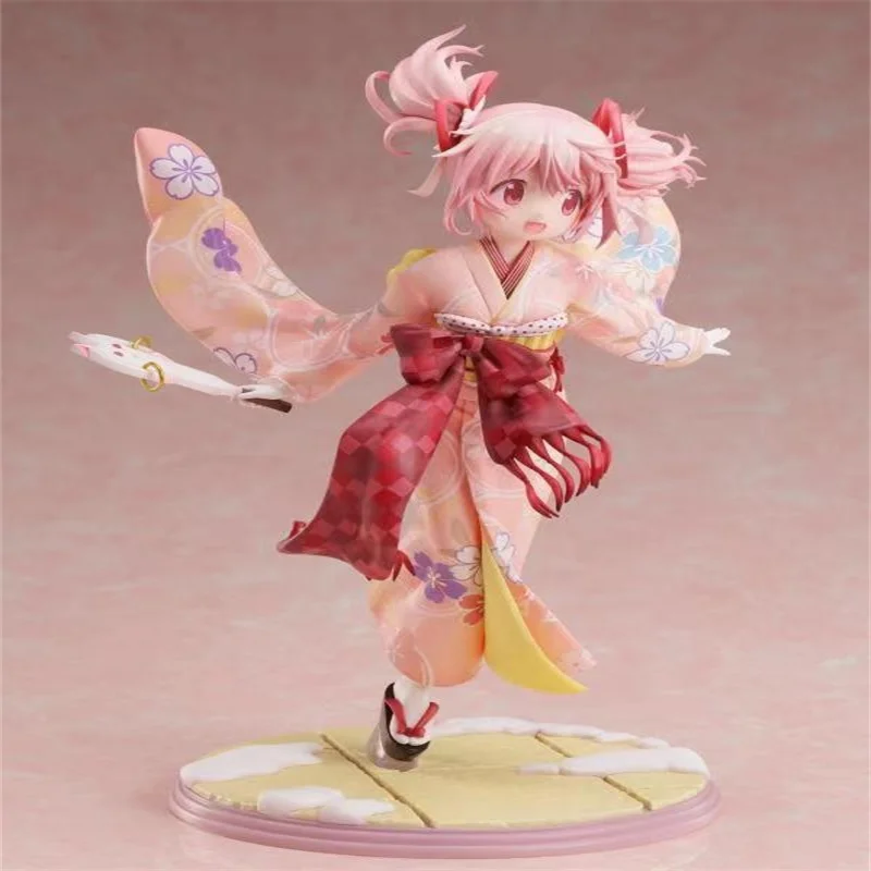 

22cm Genuine New Puella Magic Madoka Magic Record Kaname Madoka Kimono Pvc Handmade Collect Desktop Decorate Exquisite Girl Gift