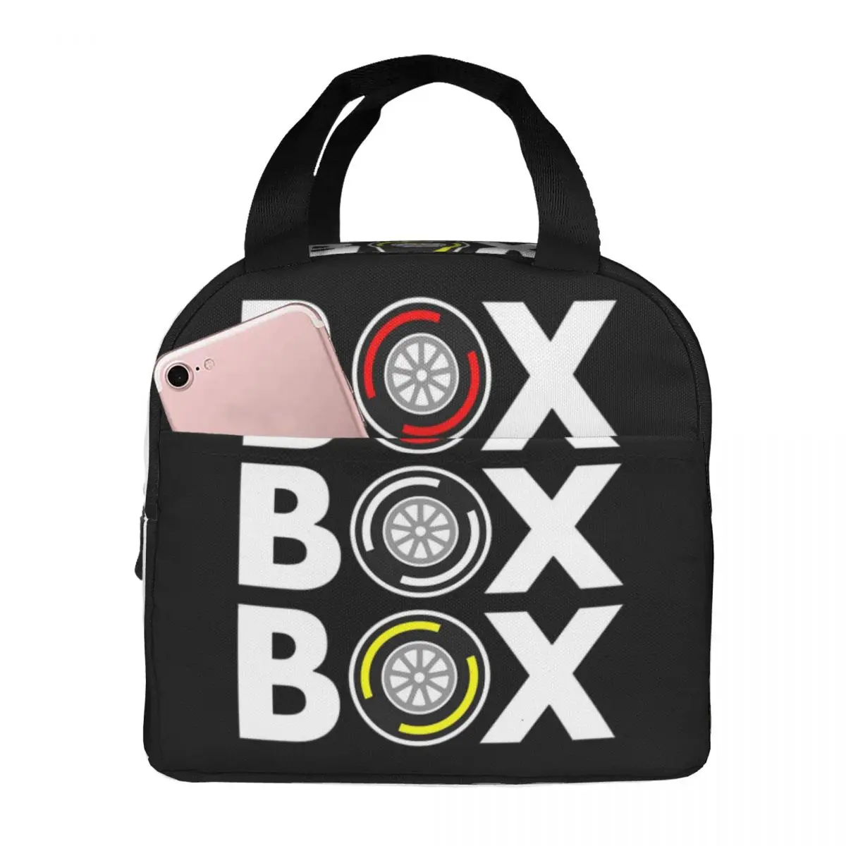 Box Box Box F1 Tyre Compound White Text Design Lunch Bags Insulated Bento Box Lunch Tote Leakproof Picnic Bag Cooler Thermal Bag