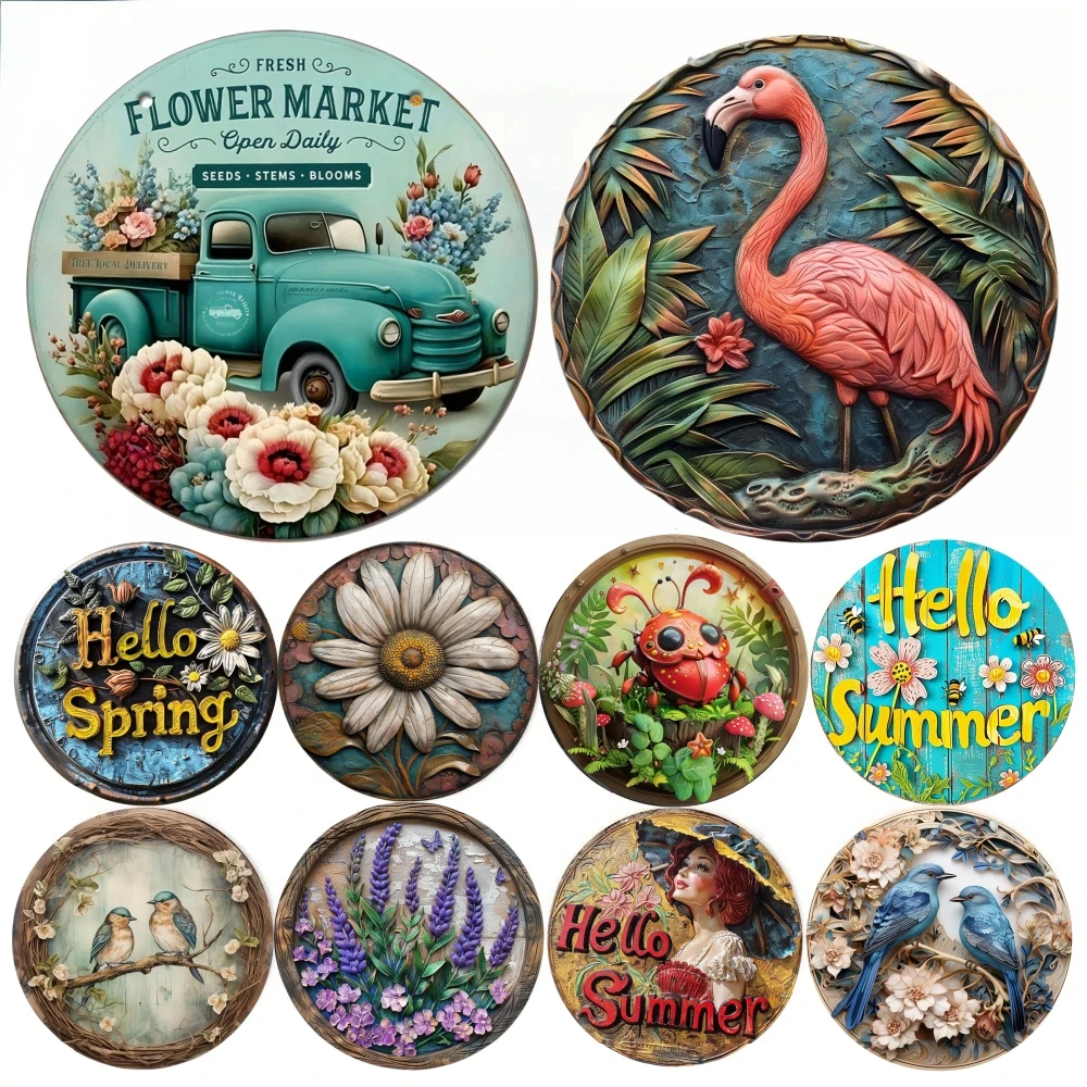 جولة معدن الألومنيوم تسجيل الفن اللوحة إكليل لوحات الزخرفية مدخل ديكور هدية قناع موضوع لشريط نادي ديكور جدران غرفة المنزل #1