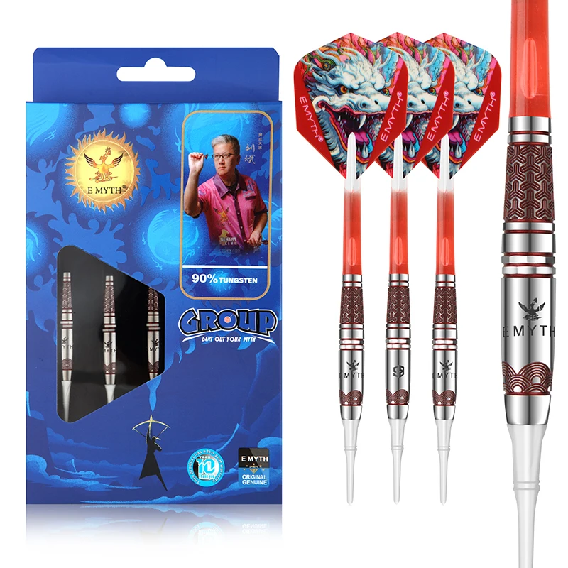 

E MYTH GUI YI 90% Tungsten Red/Yellow Professional 18g 20g Soft Tip Darts for Competition and Training