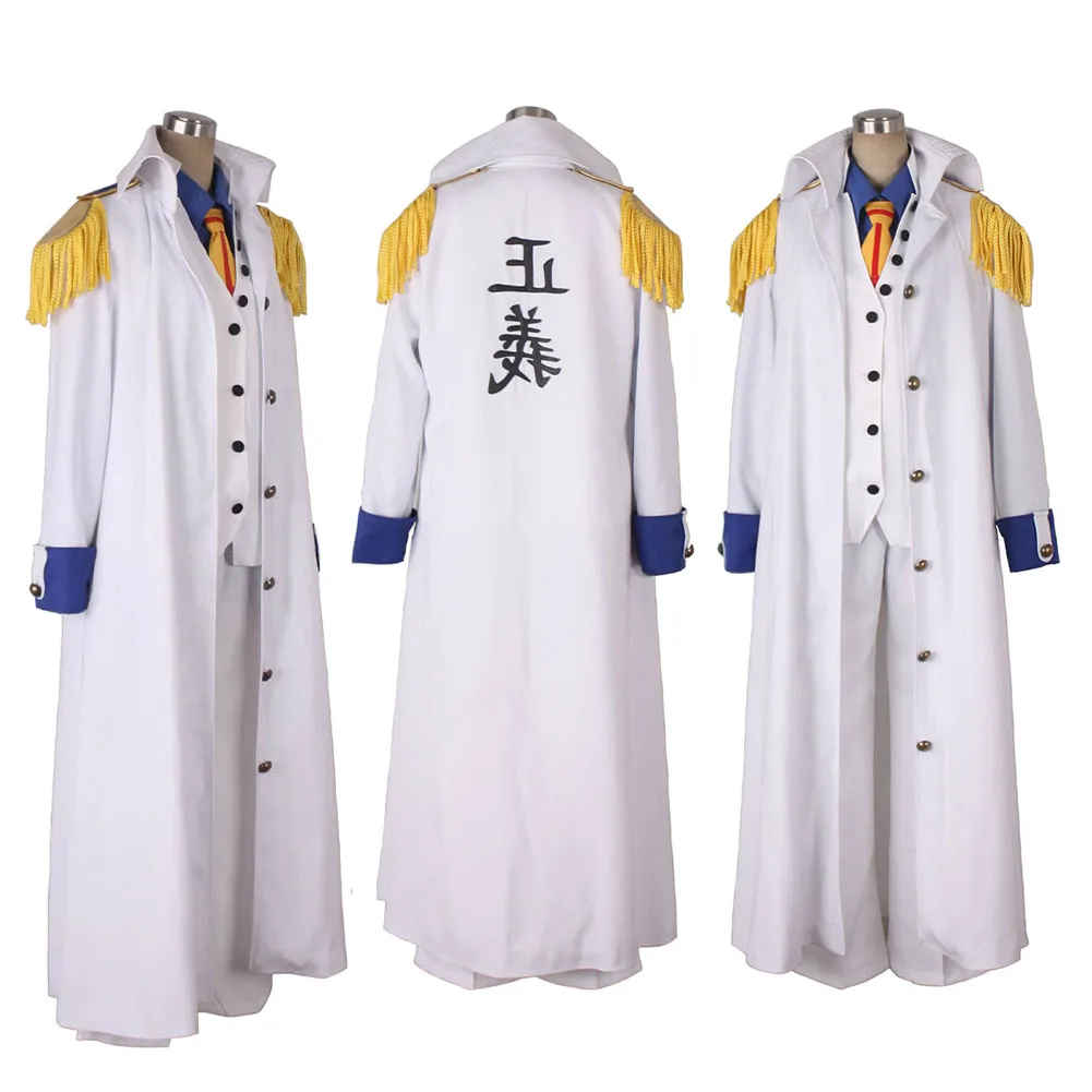 

Anime Piece Kuzan Aokiji Cosplay Costume Shirt Vest Pants Tie Windbreaker Set Halloween Carnival Party Disguise Clothes