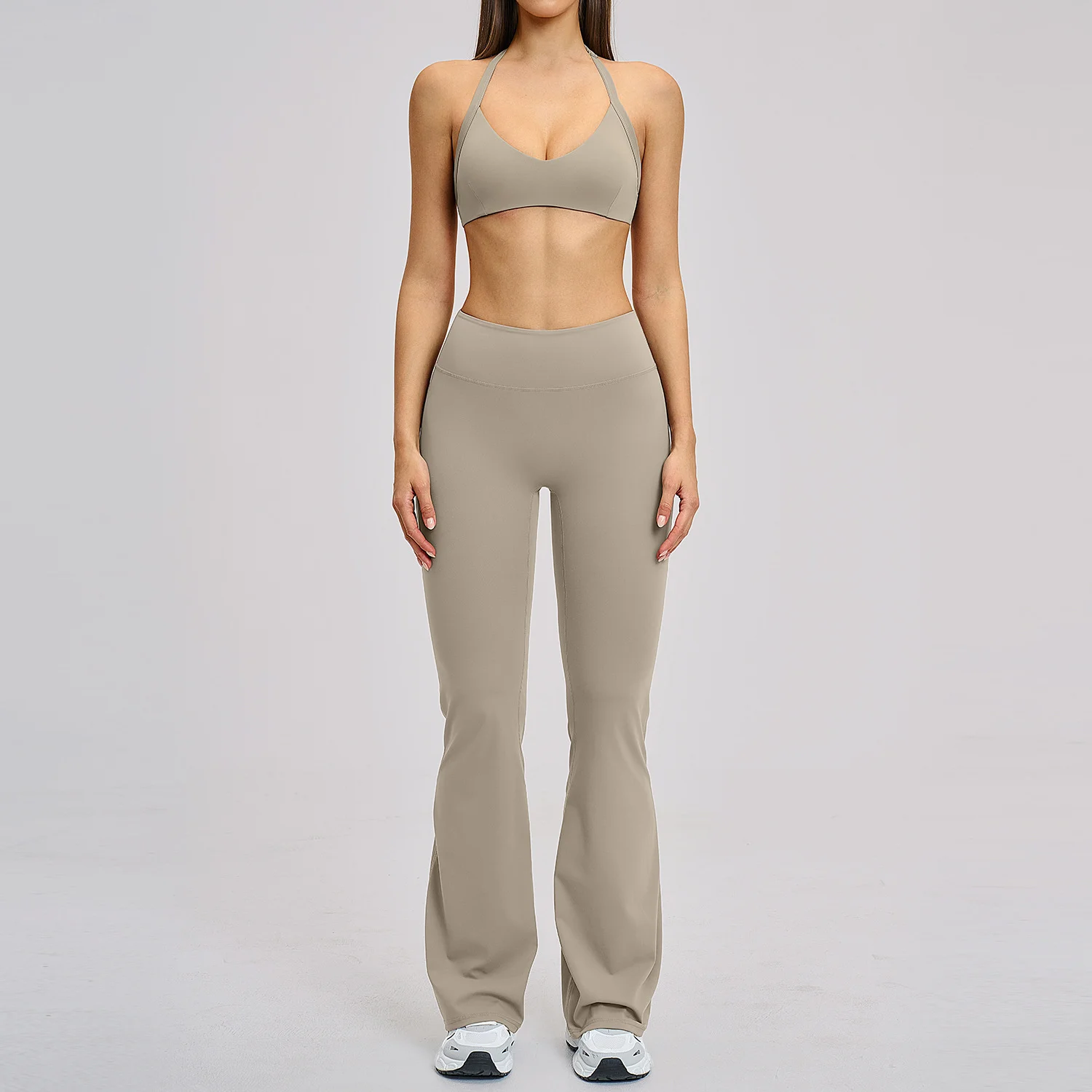 2 Piece Yoga Set Slim Fit Beauty Back Sports Bra Gym Sports Running Fitness Set High Waist Flares Leggings Women's Tracksuits image 3
