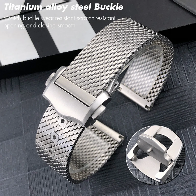 Solid Titanium Alloy High Quality 19mm 20mm Watchband for Omega 007 Seamaster Diver 300 Watch Strap Woven Metal Bracelets