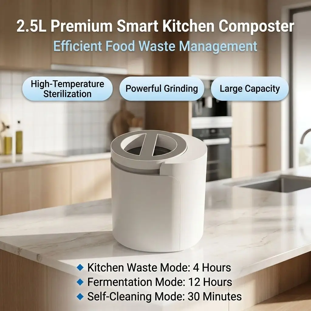 Smart Stainless Steel Composter Machine for Home Use Portable Electric Food Waste Composter with Odorless Filter