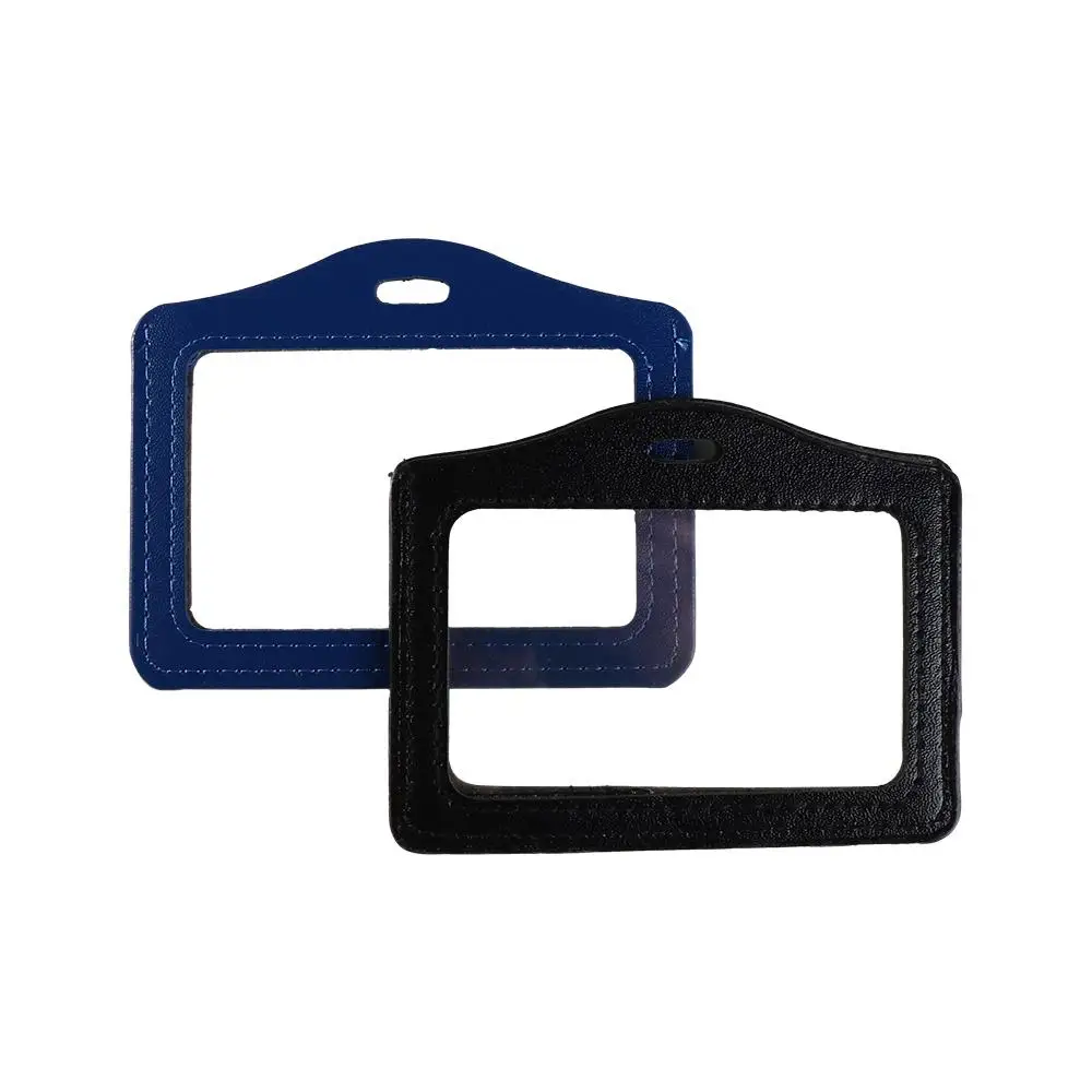 PU Leather ID Badge Case Double-Sided Transparent Business Card Holder Work Identity Colorful Name Card Cover Credit Card